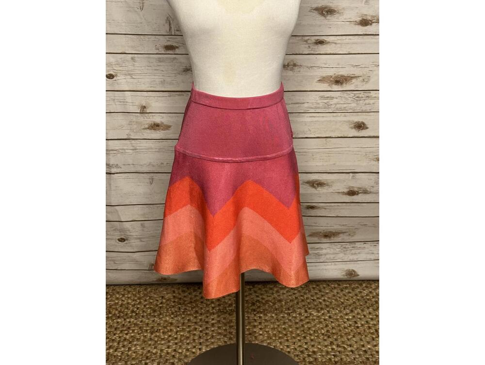 Parker pink multicolored stretch knit A-line mini skirt Barbiecore Size Small